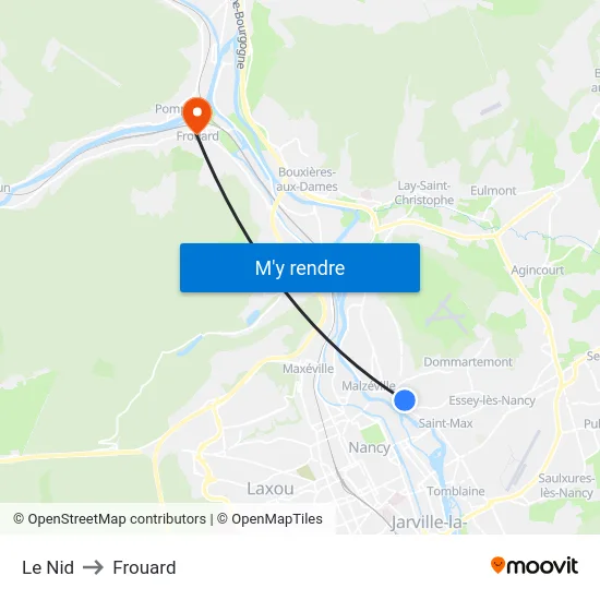 Le Nid to Frouard map