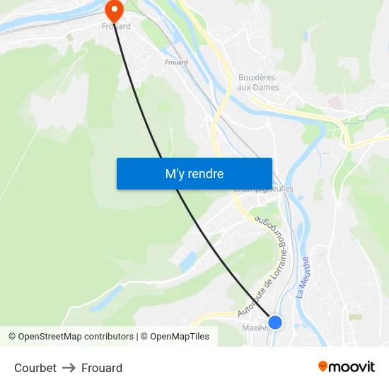 Courbet to Frouard map