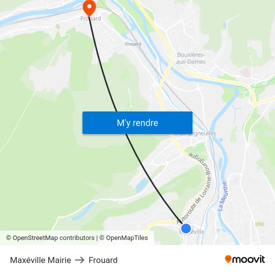 Maxéville Mairie to Frouard map
