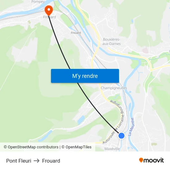 Pont Fleuri to Frouard map