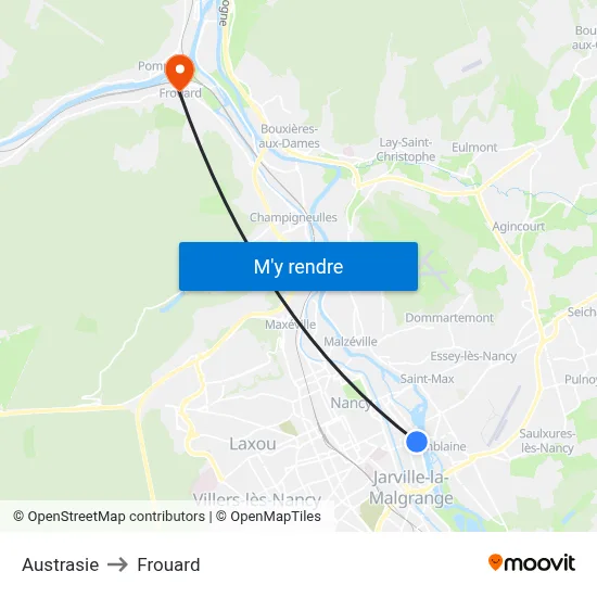 Austrasie to Frouard map