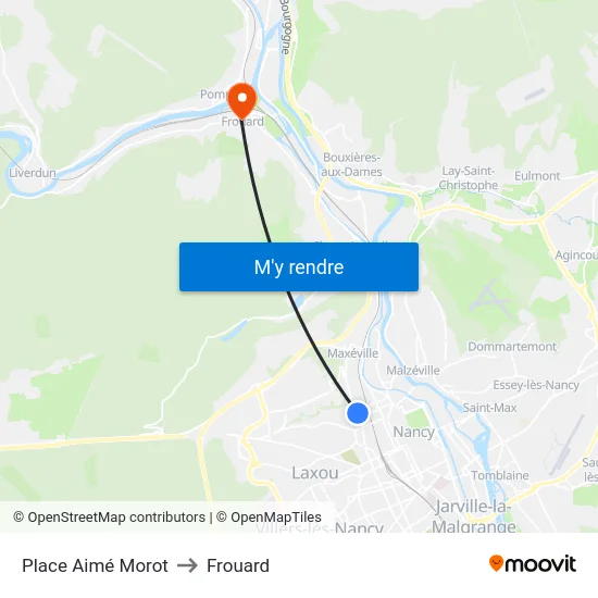 Place Aimé Morot to Frouard map