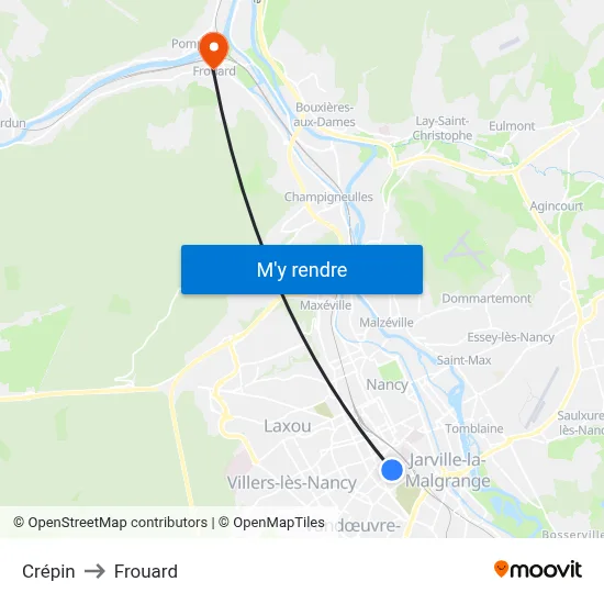 Crépin to Frouard map