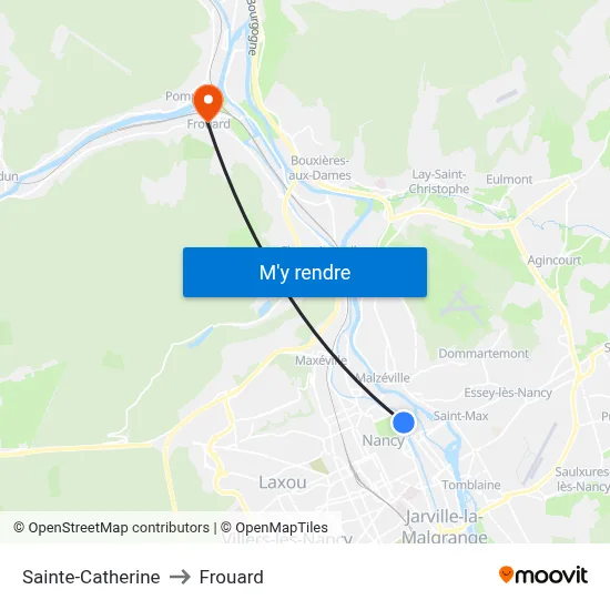 Sainte-Catherine to Frouard map