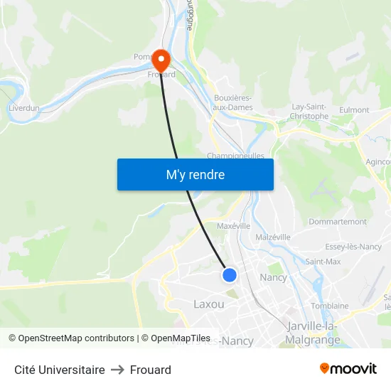 Cité Universitaire to Frouard map