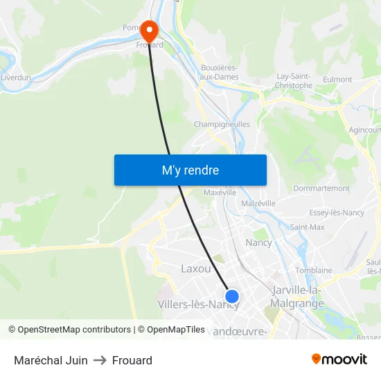 Maréchal Juin to Frouard map