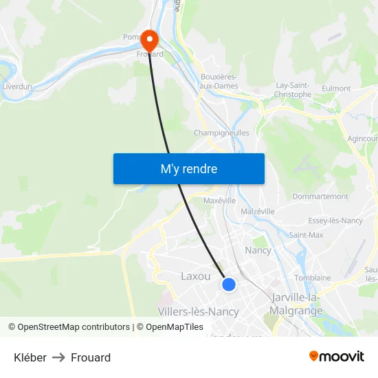 Kléber to Frouard map