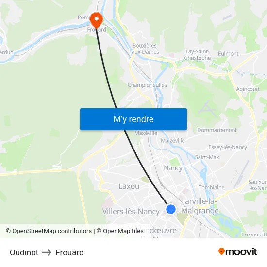 Oudinot to Frouard map