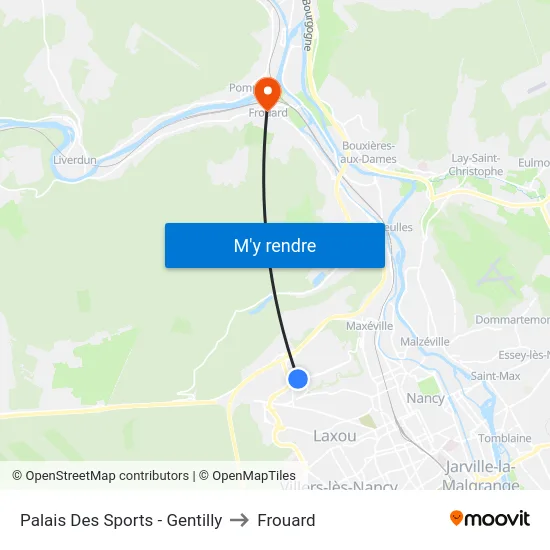 Palais Des Sports - Gentilly to Frouard map