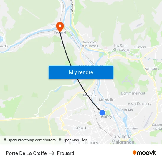 Porte De La Craffe to Frouard map