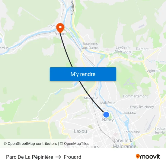 Parc De La Pépinière to Frouard map