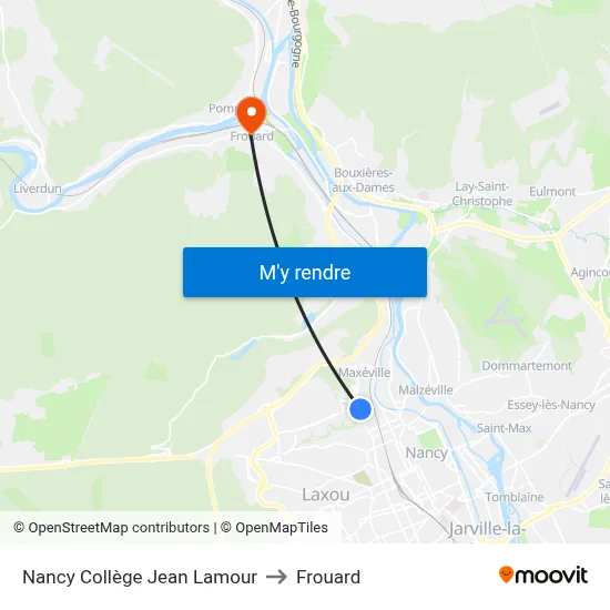 Nancy Collège Jean Lamour to Frouard map