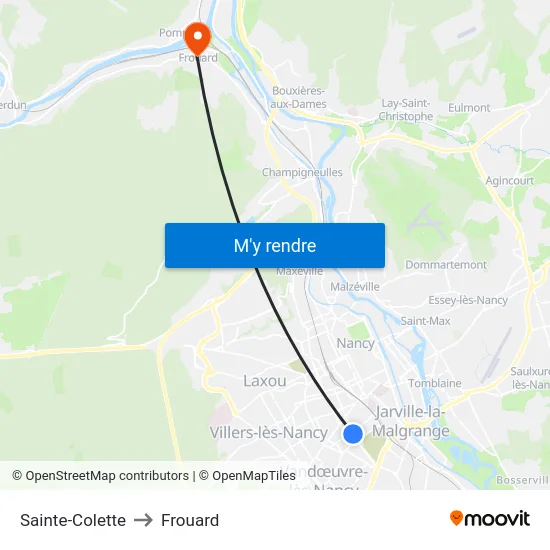 Sainte-Colette to Frouard map