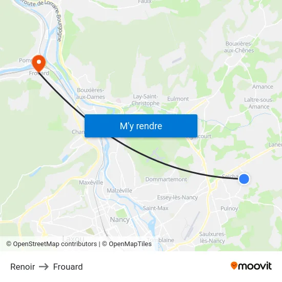 Renoir to Frouard map
