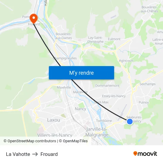 La Vahotte to Frouard map
