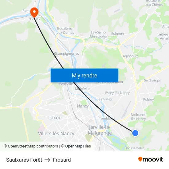 Saulxures Forêt to Frouard map