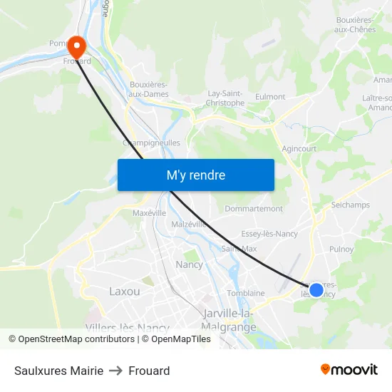 Saulxures Mairie to Frouard map