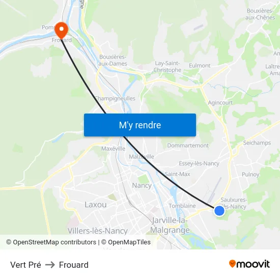 Vert Pré to Frouard map
