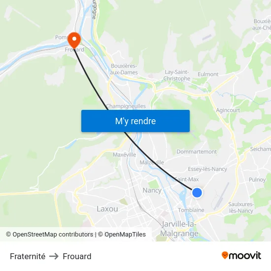Fraternité to Frouard map