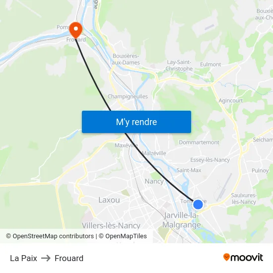 La Paix to Frouard map