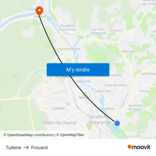 Tuilerie to Frouard map
