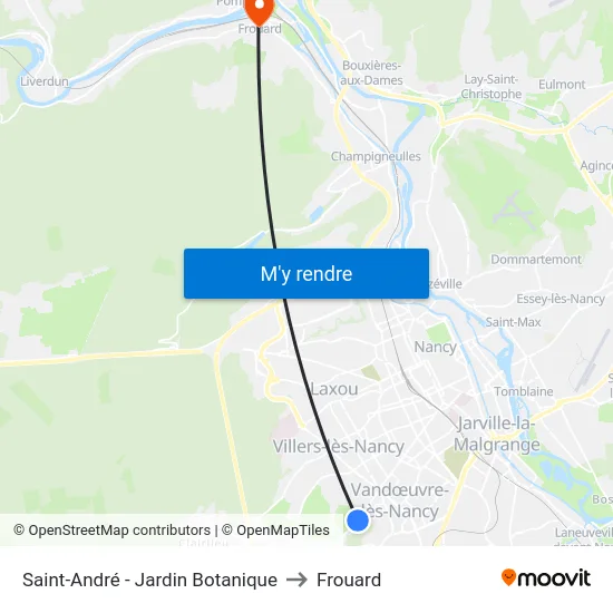 Saint-André - Jardin Botanique to Frouard map