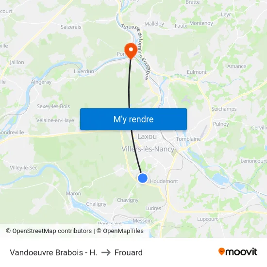 Vandoeuvre Brabois - H. to Frouard map