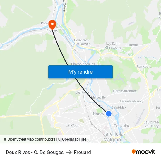 Deux Rives - O. De Gouges to Frouard map