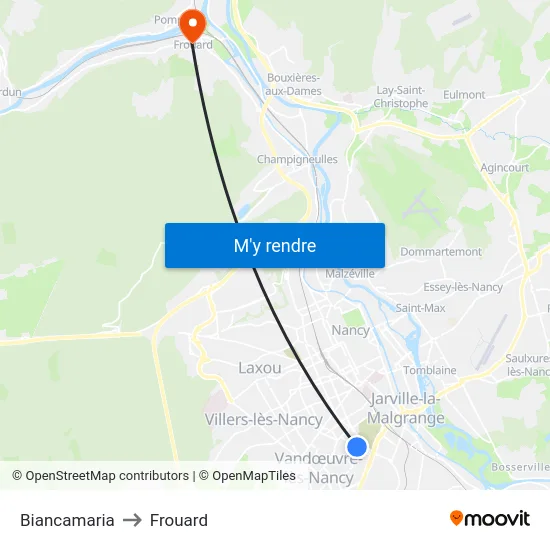 Biancamaria to Frouard map