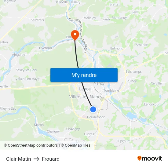 Clair Matin to Frouard map