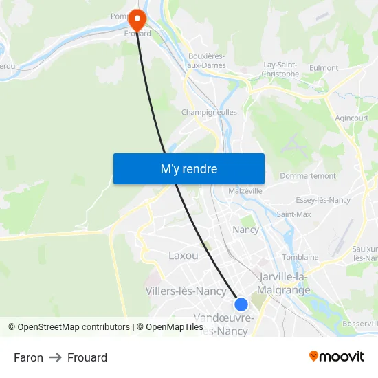 Faron to Frouard map