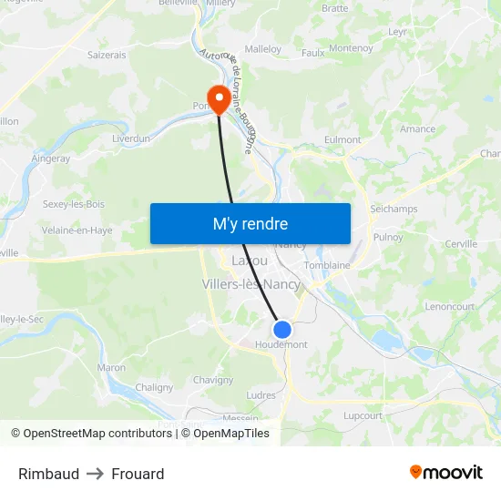 Rimbaud to Frouard map