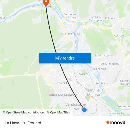 La Haye to Frouard map