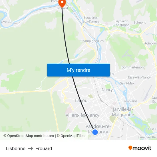 Lisbonne to Frouard map