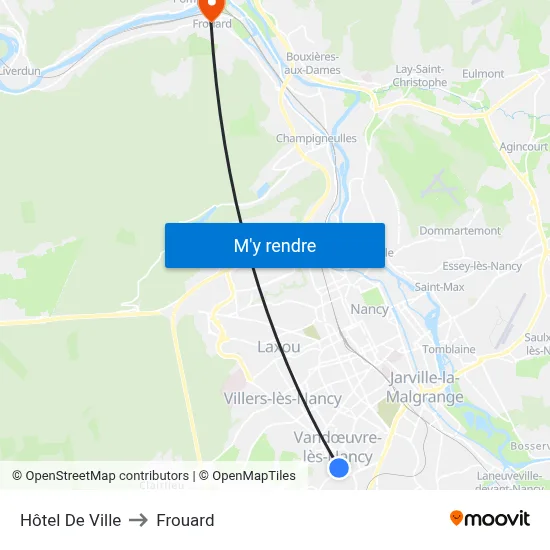 Hôtel De Ville to Frouard map