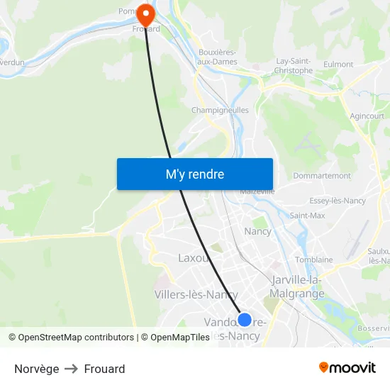 Norvège to Frouard map