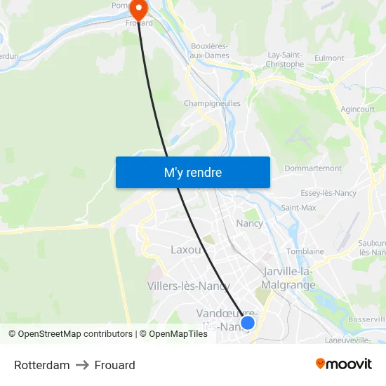 Rotterdam to Frouard map