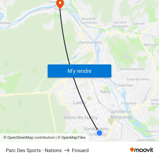 Parc Des Sports - Nations to Frouard map
