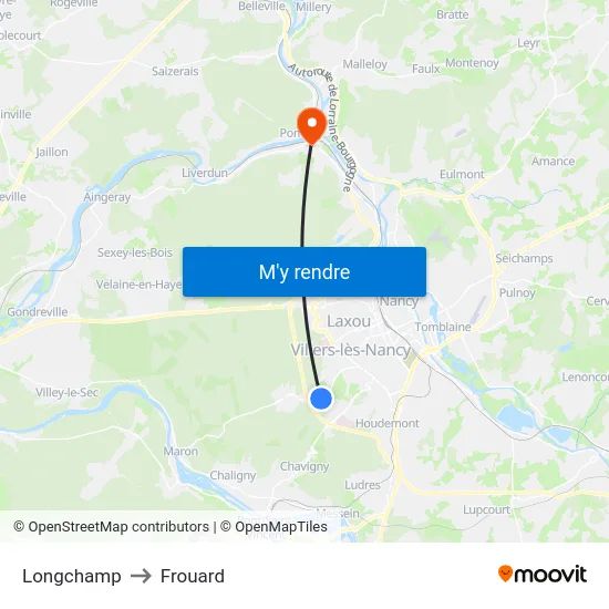 Longchamp to Frouard map