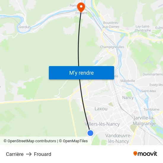 Carrière to Frouard map