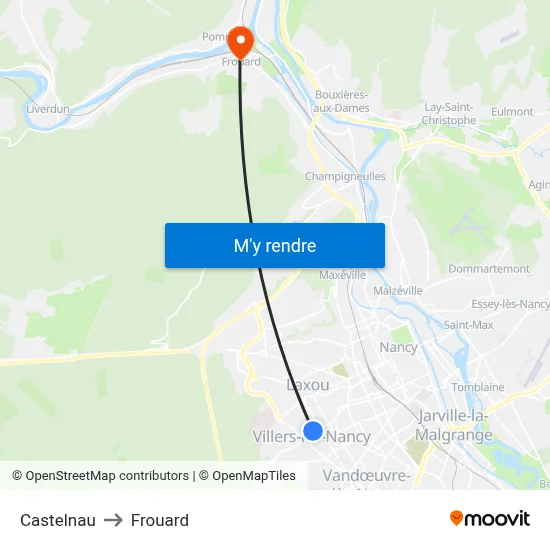 Castelnau to Frouard map