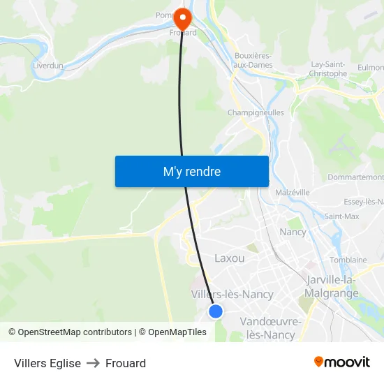 Villers Eglise to Frouard map