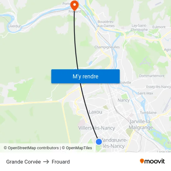 Grande Corvée to Frouard map