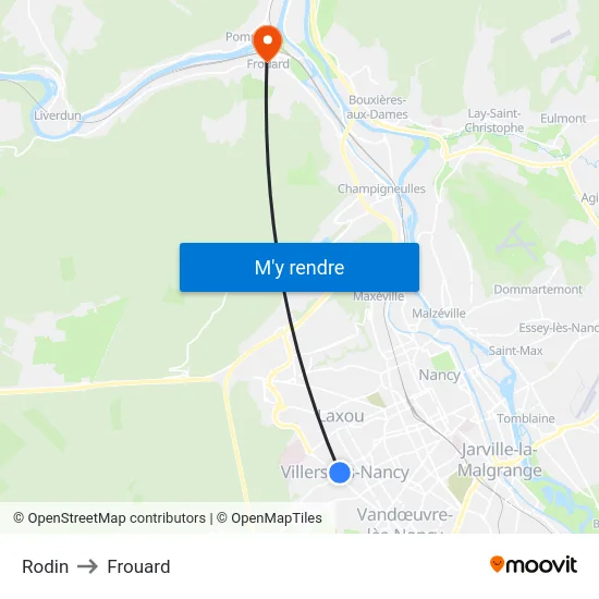 Rodin to Frouard map
