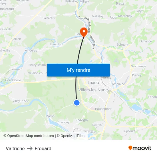 Valtriche to Frouard map