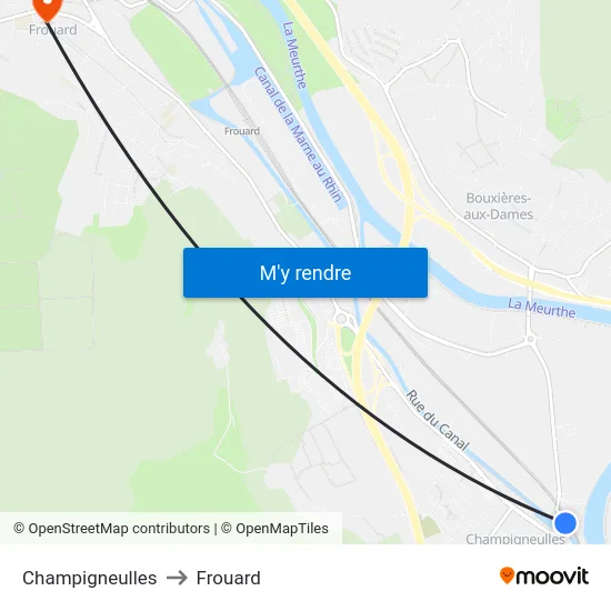 Champigneulles to Frouard map