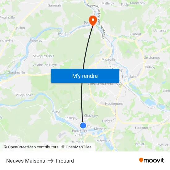 Neuves-Maisons to Frouard map
