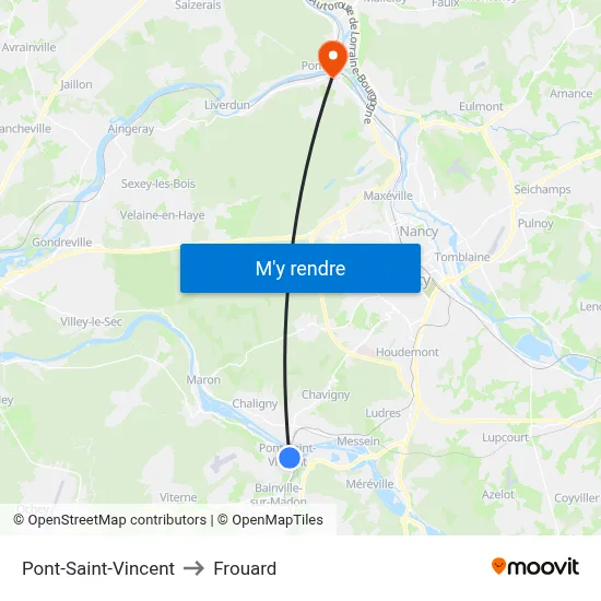 Pont-Saint-Vincent to Frouard map