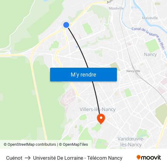 Cuénot to Université De Lorraine - Télécom Nancy map