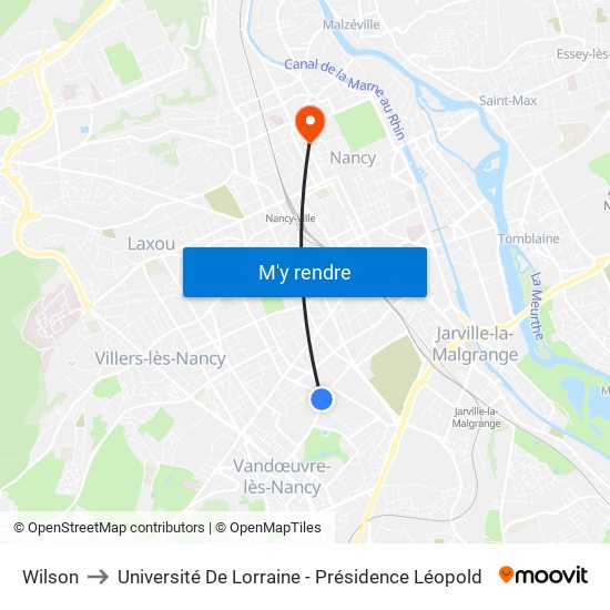 Wilson to Université De Lorraine - Présidence Léopold map